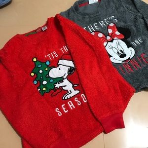 Snoopy & Disney Minnie Mouse Fuzzy Sleep tee Set
